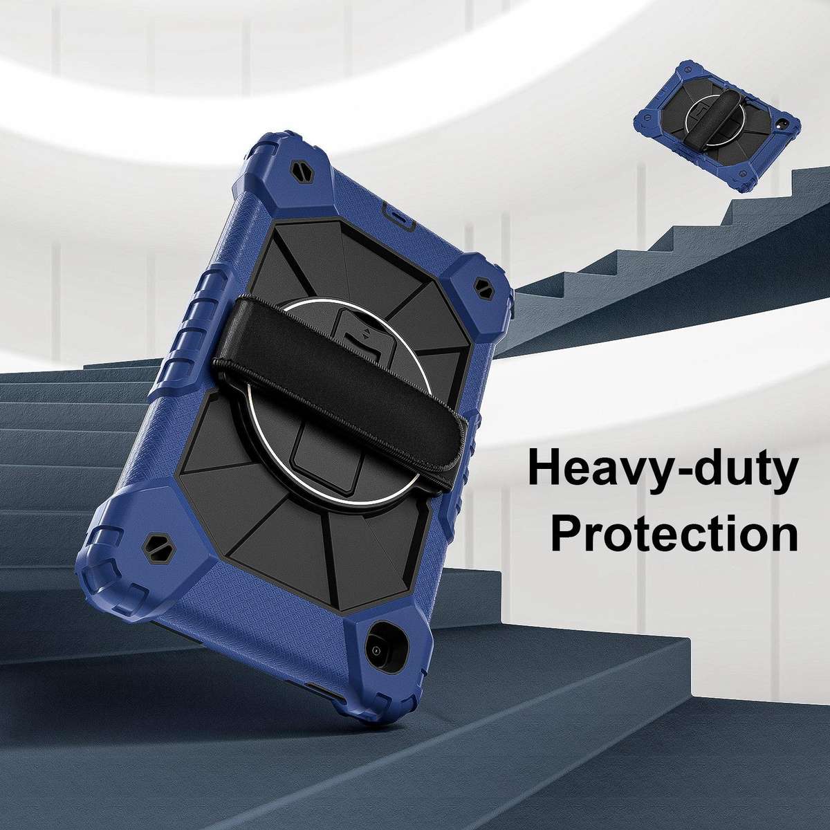 For Samsung Galaxy Tab A7 Lite Contrast Color Robot Silicone Hybrid PC Tablet Case(Navy Black)