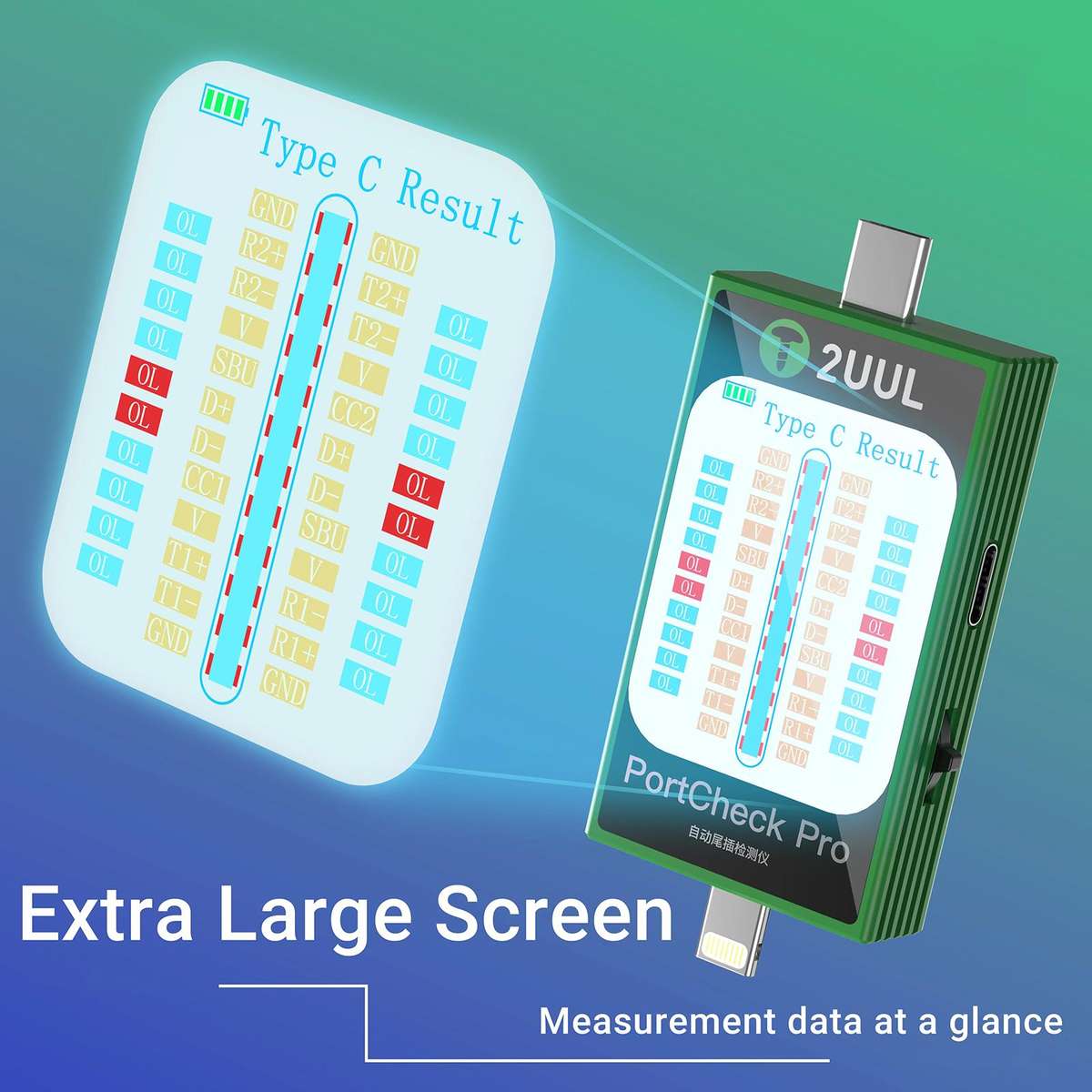 2uul PW31 PortCheck Pro 5V / 2A Type-C / Lighting Interface Automatic Tail Plug Detector