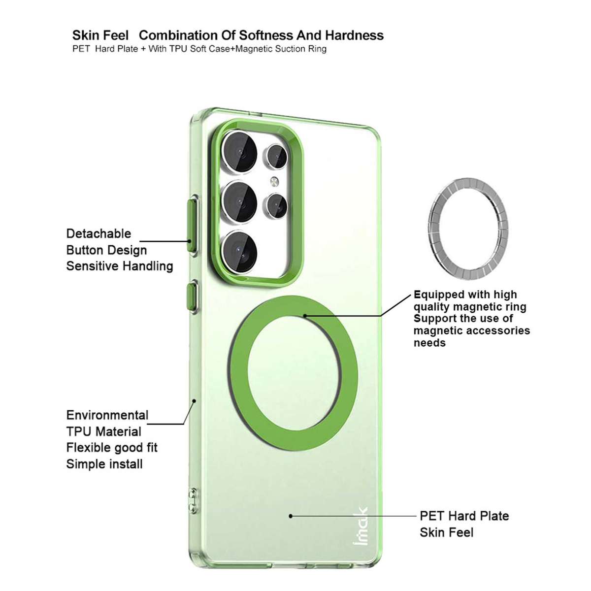 For Samsung Galaxy S25 Ultra 5G IMAK Candy Series Shockproof MagSafe Phone Case(White)