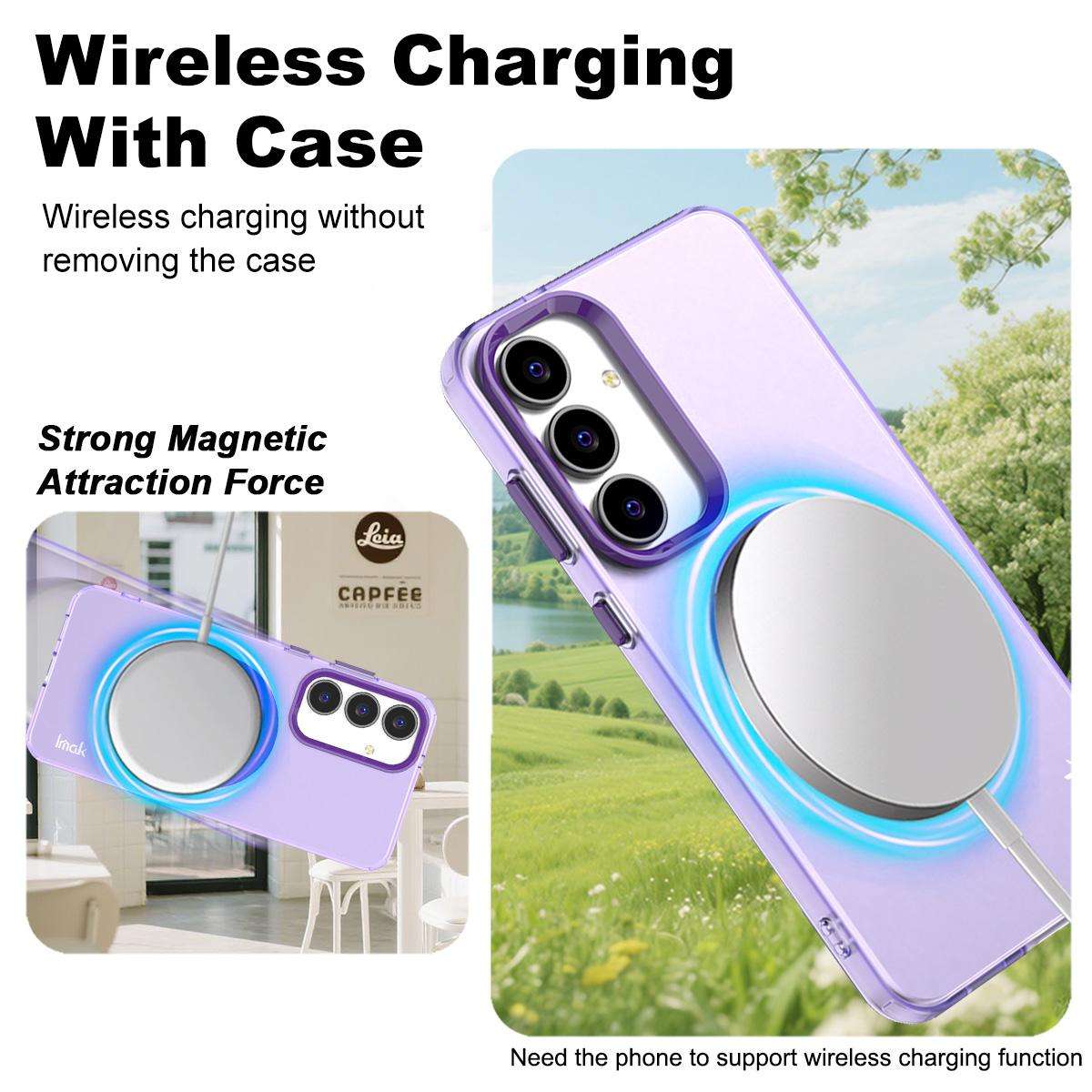 For Samsung Galaxy S25 FE 5G IMAK Candy Series Shockproof MagSafe Phone Case(Purple)