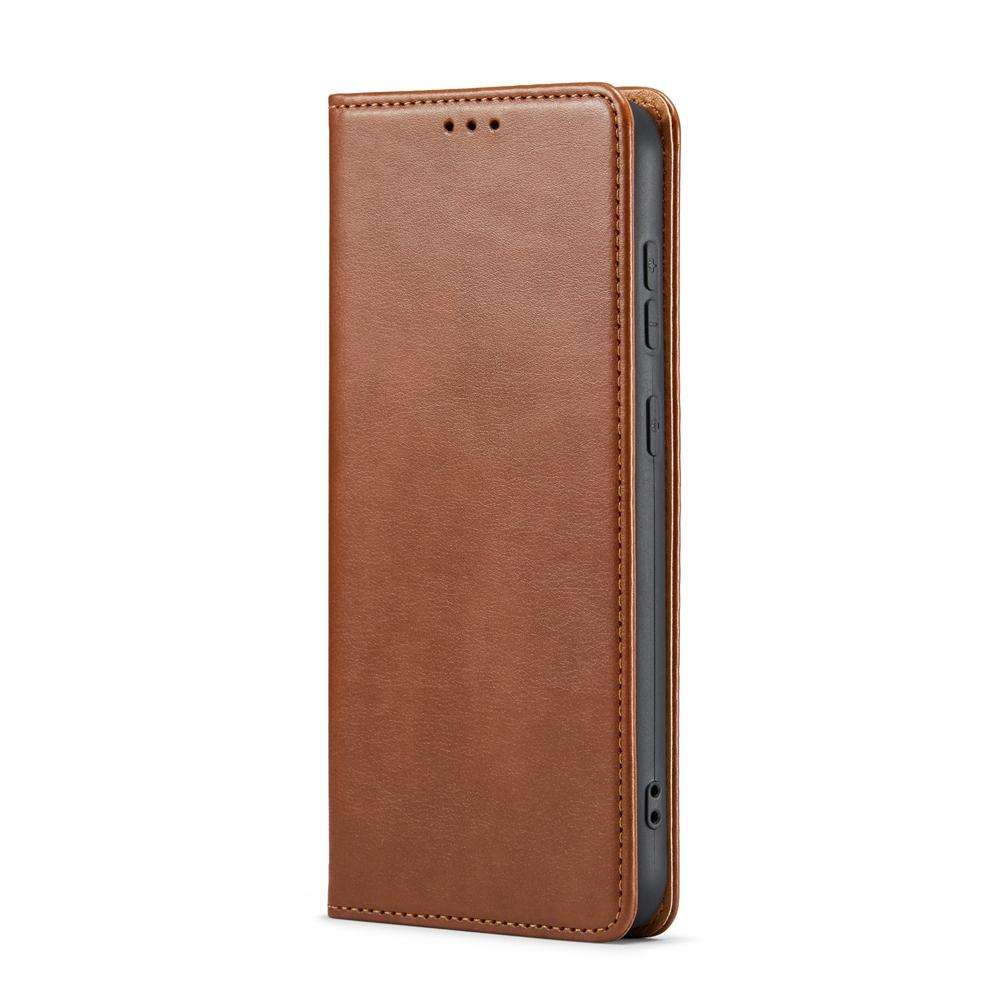 For Samsung Galaxy S25 5G Fierre Shann PU Genuine Leather Texture Phone Case(Brown)