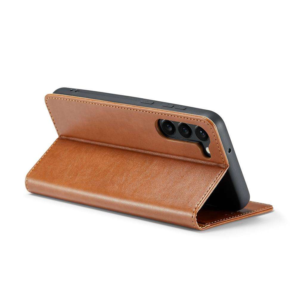 For Samsung Galaxy S25 5G Fierre Shann PU Genuine Leather Texture Phone Case(Brown)