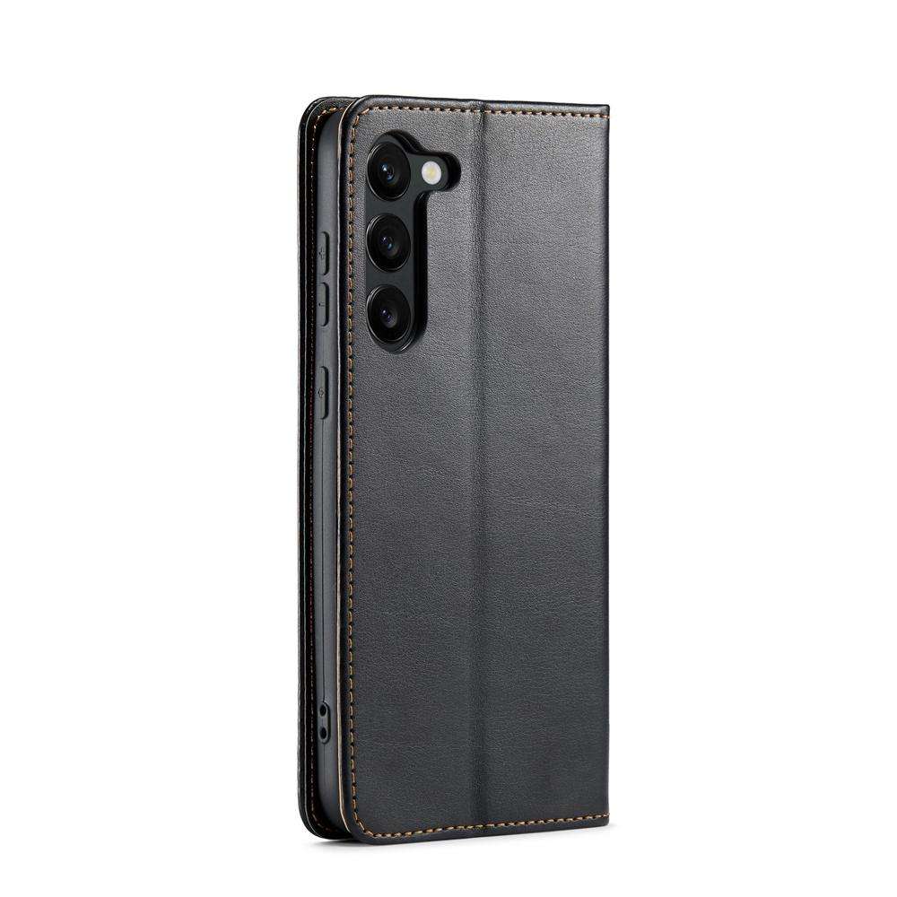 For Samsung Galaxy S25 5G Fierre Shann PU Genuine Leather Texture Phone Case(Black)
