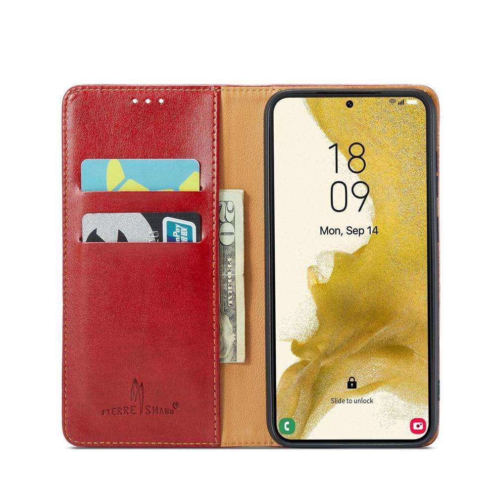 For Samsung Galaxy S25 5G Fierre Shann PU Genuine Leather Texture Phone Case(Red)