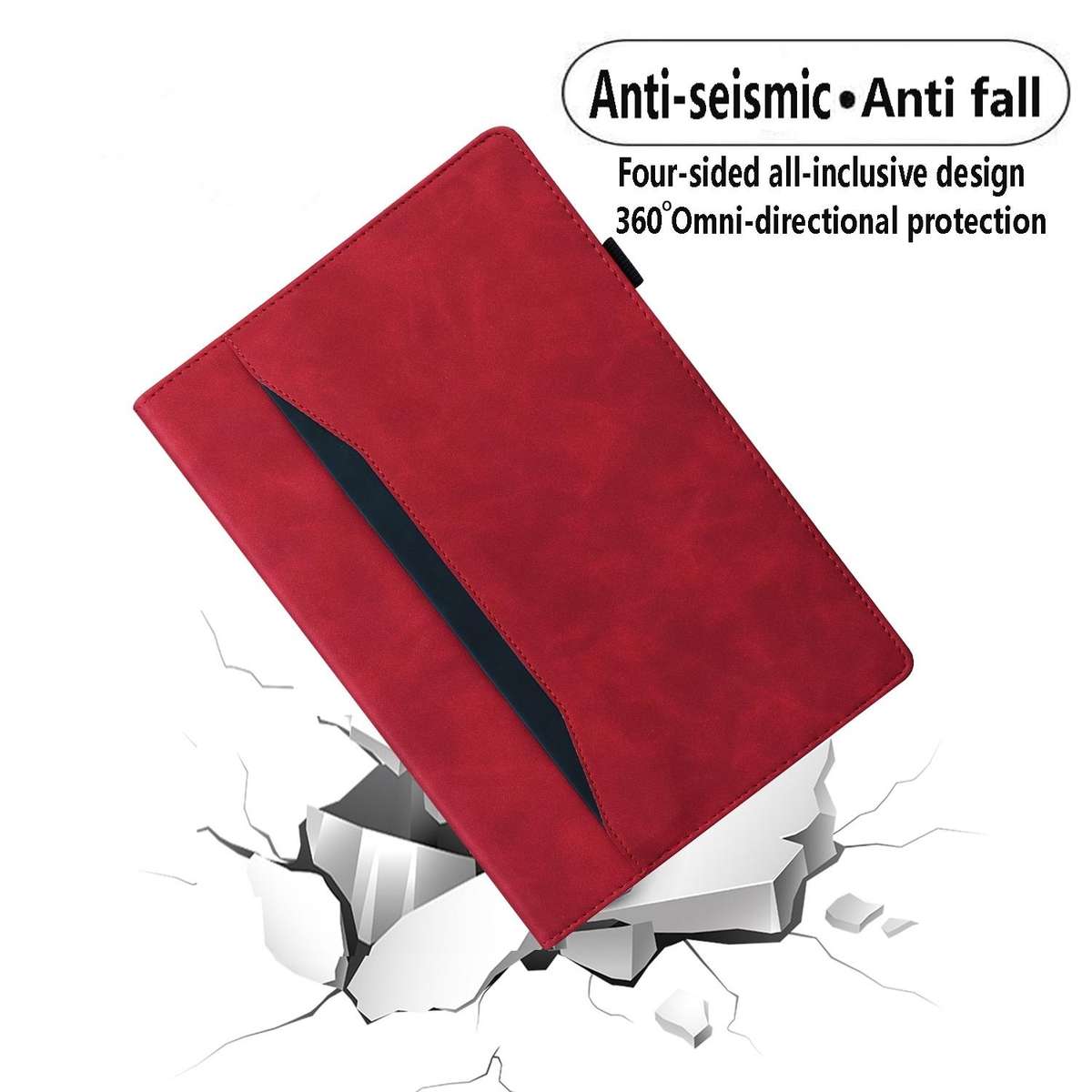 For Tecno Megapad Pro 12 Splicing Shockproof Leather Tablet Case(Red)