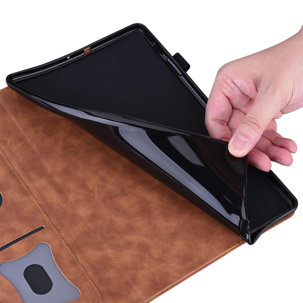 For Tecno Megapad Pro 12 Splicing Shockproof Leather Tablet Case(Brown)