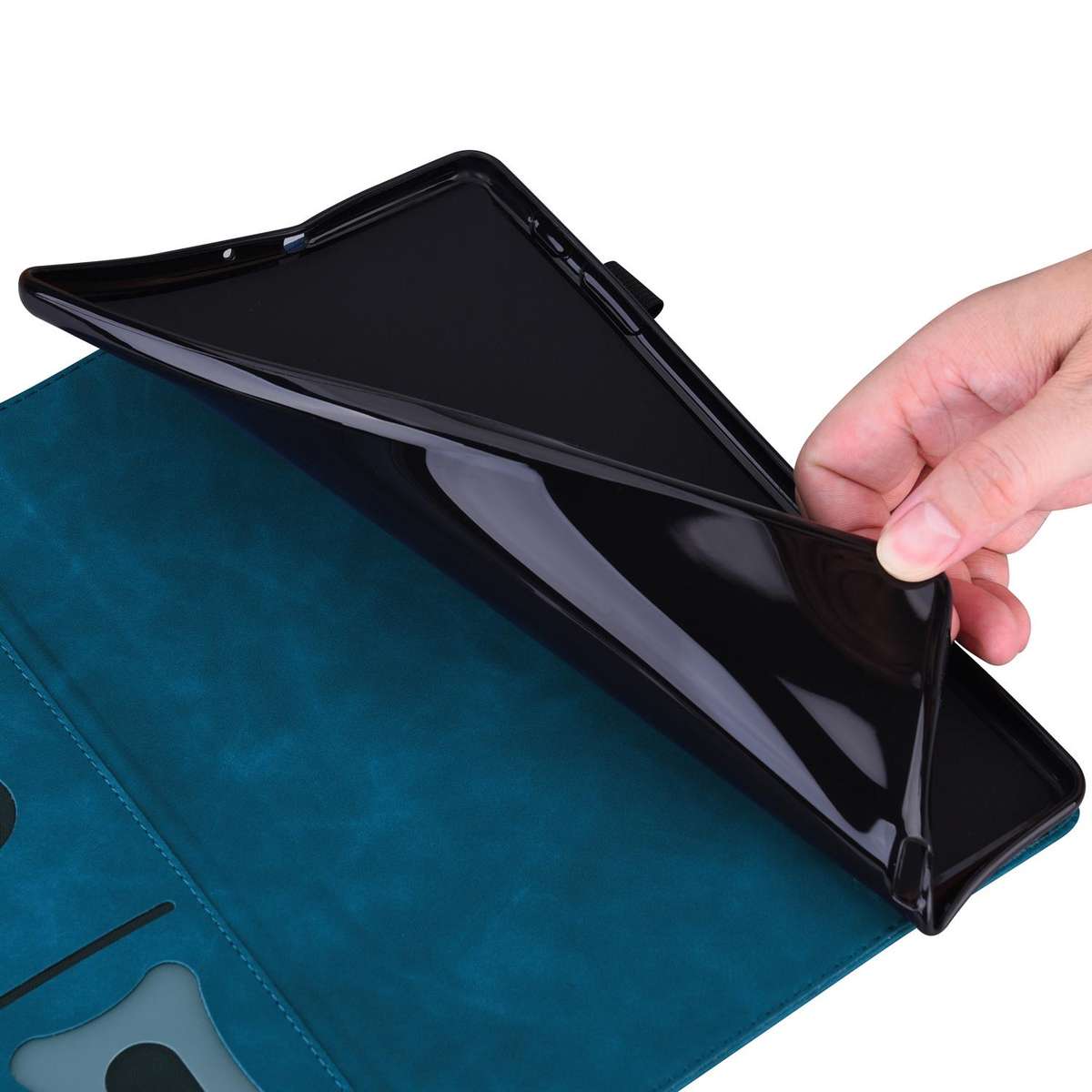 For Tecno Megapad Pro 12 Splicing Shockproof Leather Tablet Case(Blue)
