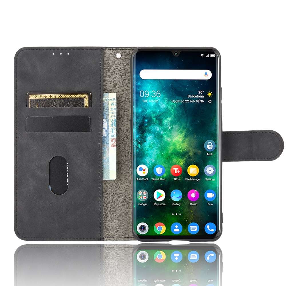 For TCL 10 Pro Solid Color Skin Feel Magnetic Buckle Horizontal Flip Calf Texture PU L ... (Black)