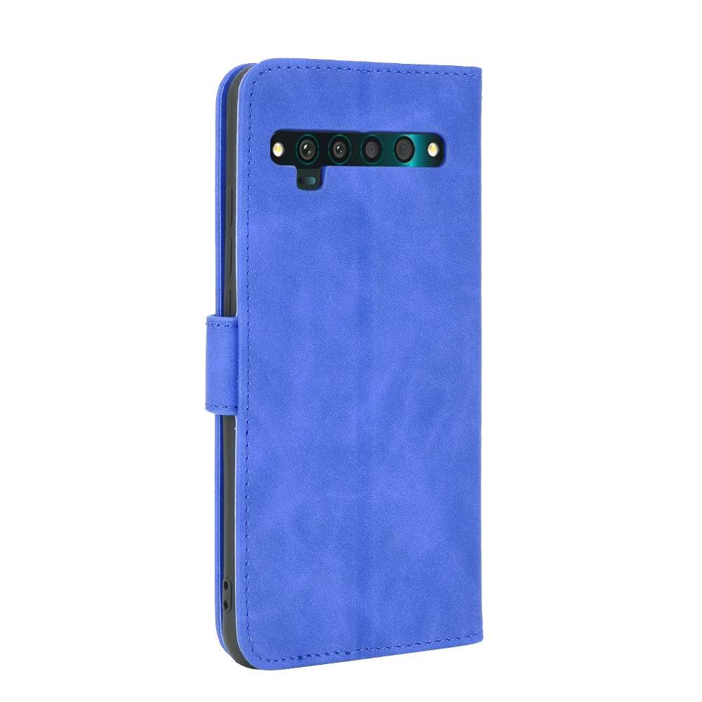 For TCL 10 Pro Solid Color Skin Feel Magnetic Buckle Horizontal Flip Calf Texture PU Le ... (Blue)