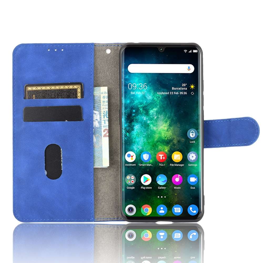 For TCL 10 Pro Solid Color Skin Feel Magnetic Buckle Horizontal Flip Calf Texture PU Le ... (Blue)