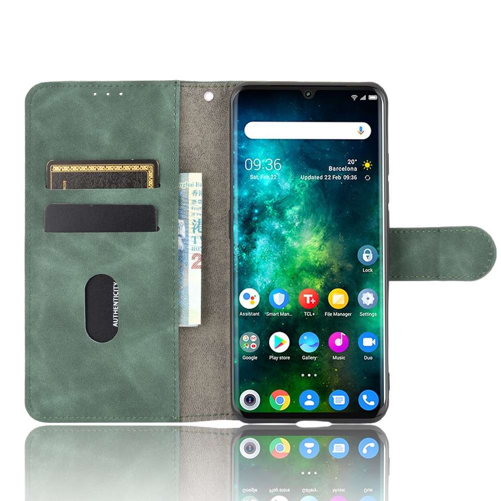 For TCL 10 Pro Solid Color Skin Feel Magnetic Buckle Horizontal Flip Calf Texture PU L ... (Green)