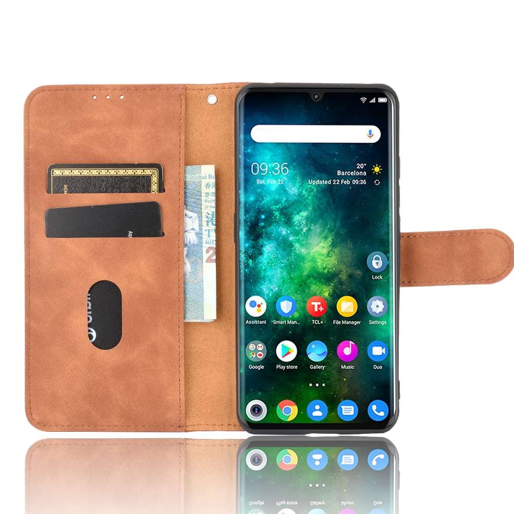 For TCL 10 Pro Solid Color Skin Feel Magnetic Buckle Horizontal Flip Calf Texture PU L ... (Brown)