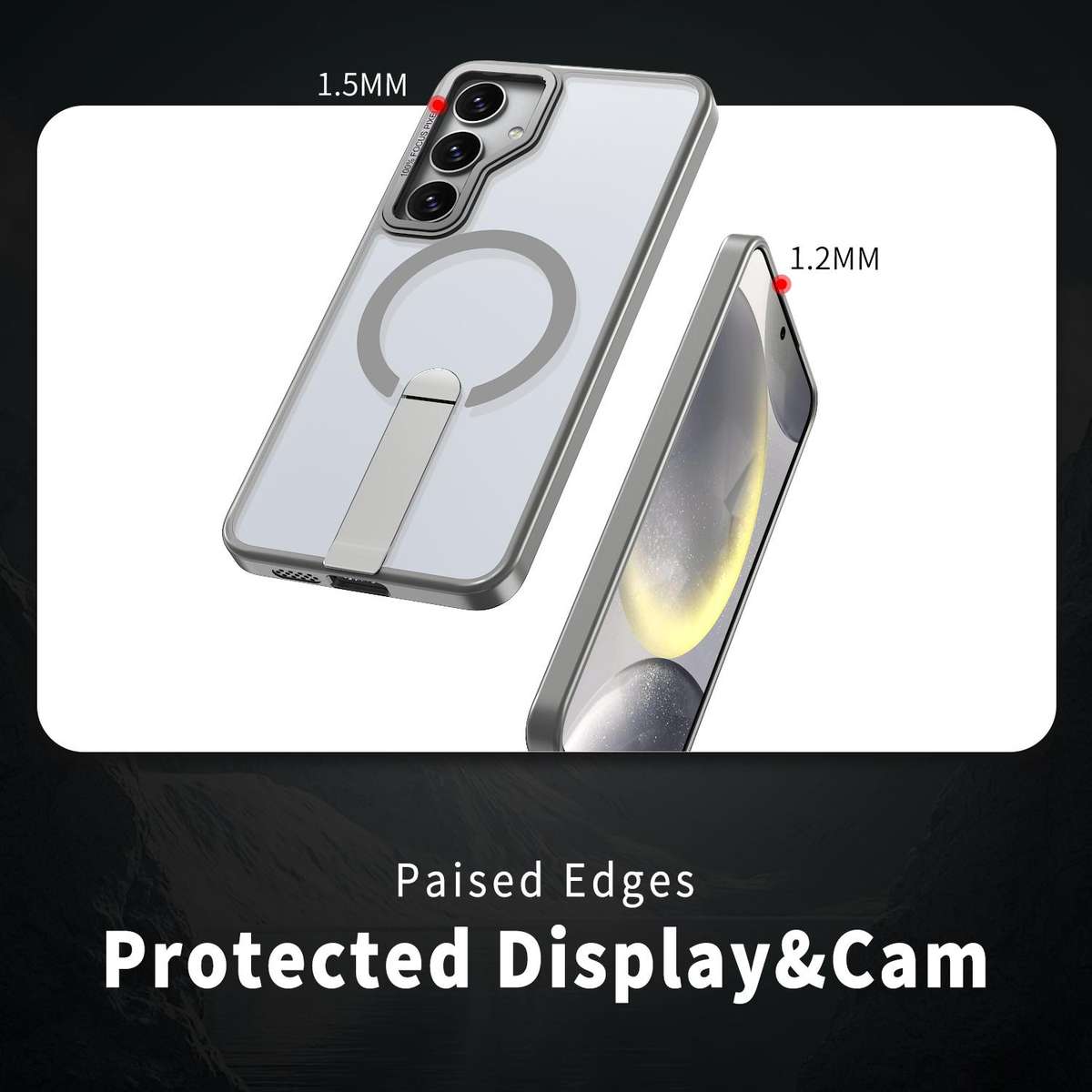 For Samsung Galaxy S23 FE 5G Star Shine Series TPU + PC MagSafe Phone Case with Fold Holder(Grey)