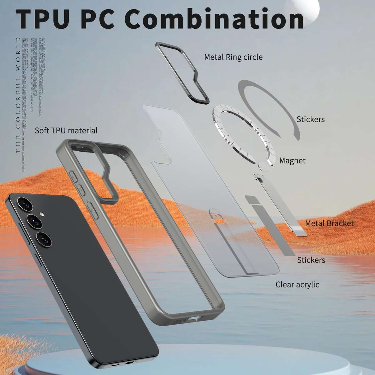 For Samsung Galaxy S23 FE 5G Star Shine Series TPU + PC MagSafe Phone Case with Fold Holder(Grey)