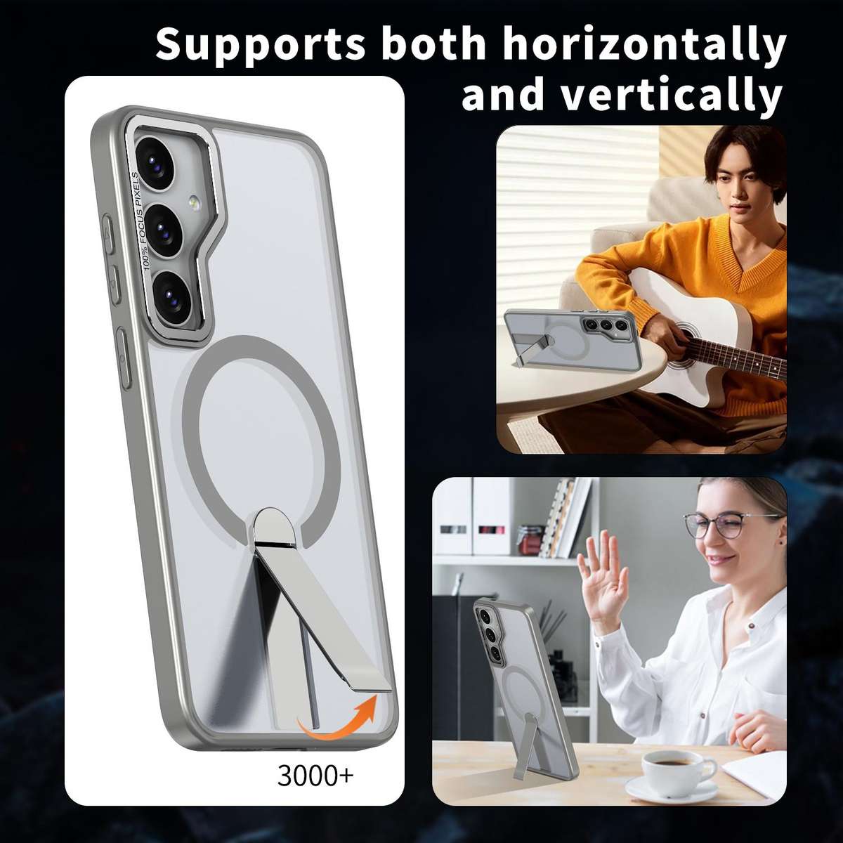 For Samsung Galaxy S23 FE 5G Star Shine Series TPU + PC MagSafe Phone Case with Fold Holder(Grey)
