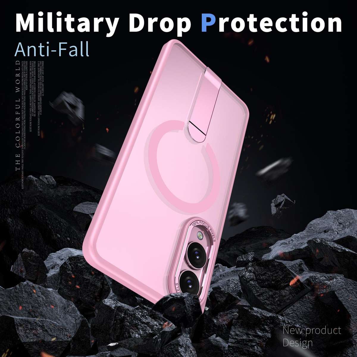 For Samsung Galaxy S25 Edge 5G Star Shine Series TPU + PC MagSafe Phone Case with Fold ... (Pink)
