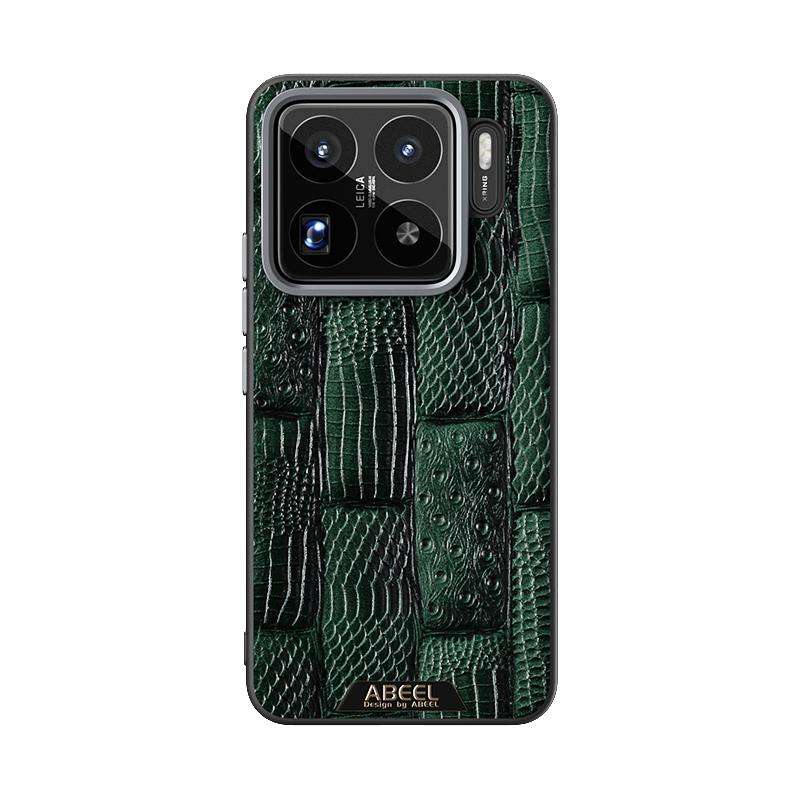 For Xiaomi 15S Pro ABEEL Beast Pattern 6D Micro-Embossed MagSafe Genuine Leather Phone Case(Green)