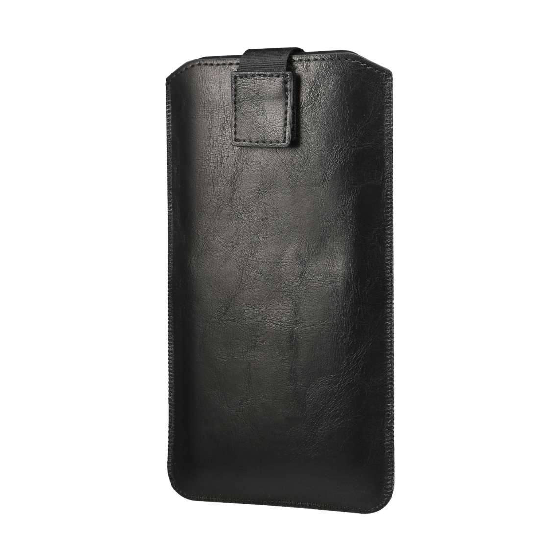 Ultra-thin Simple Drawstring Horizontal Plate Hanging Waist Phone Waist Pack Leather C ... (Black)