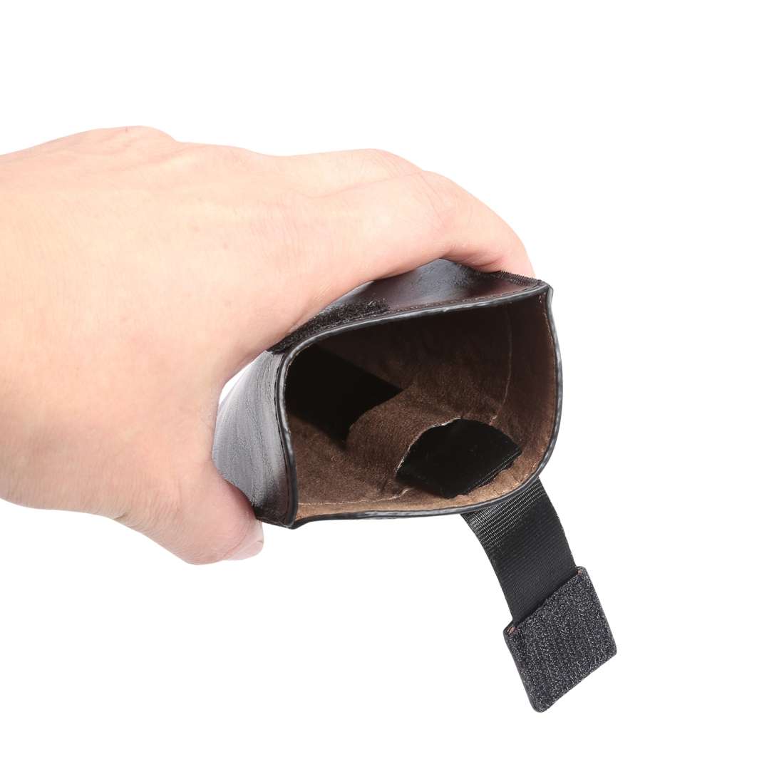 Ultra-thin Simple Drawstring Horizontal Plate Hanging Waist Phone Waist Pack Leather C ... (Black)