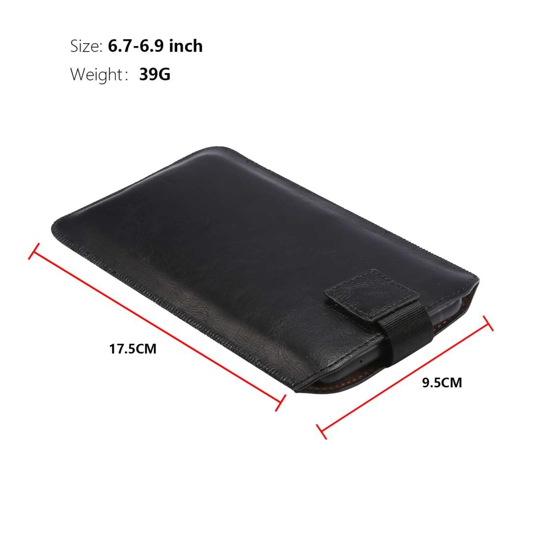 Ultra-thin Simple Drawstring Horizontal Plate Hanging Waist Phone Waist Pack Leather C ... (Black)