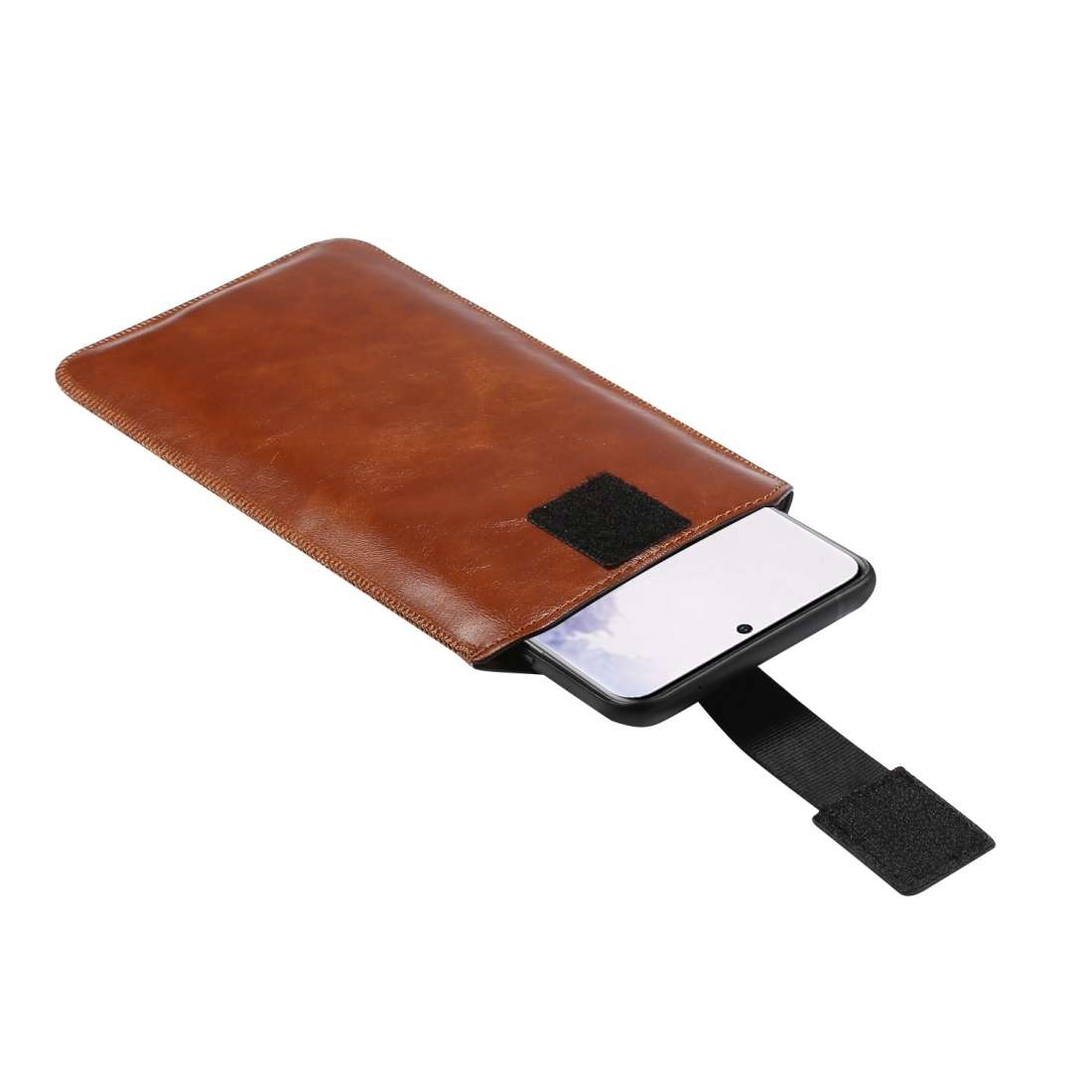 Ultra-thin Simple Drawstring Horizontal Plate Hanging Waist Phone Waist Pack Leather ... (Coffee)