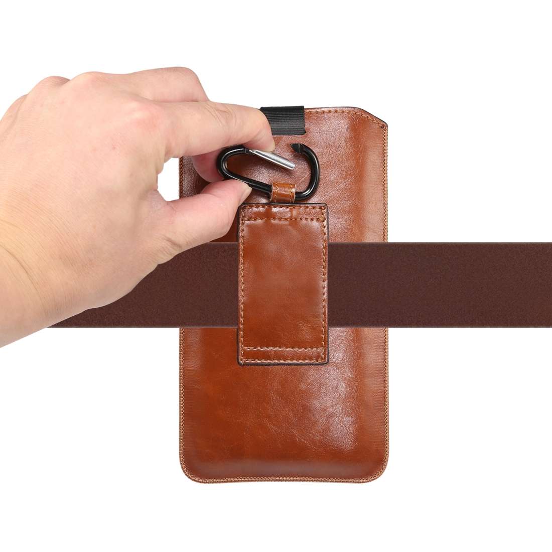Ultra-thin Simple Drawstring Horizontal Plate Hanging Waist Phone Waist Pack Leather ... (Coffee)