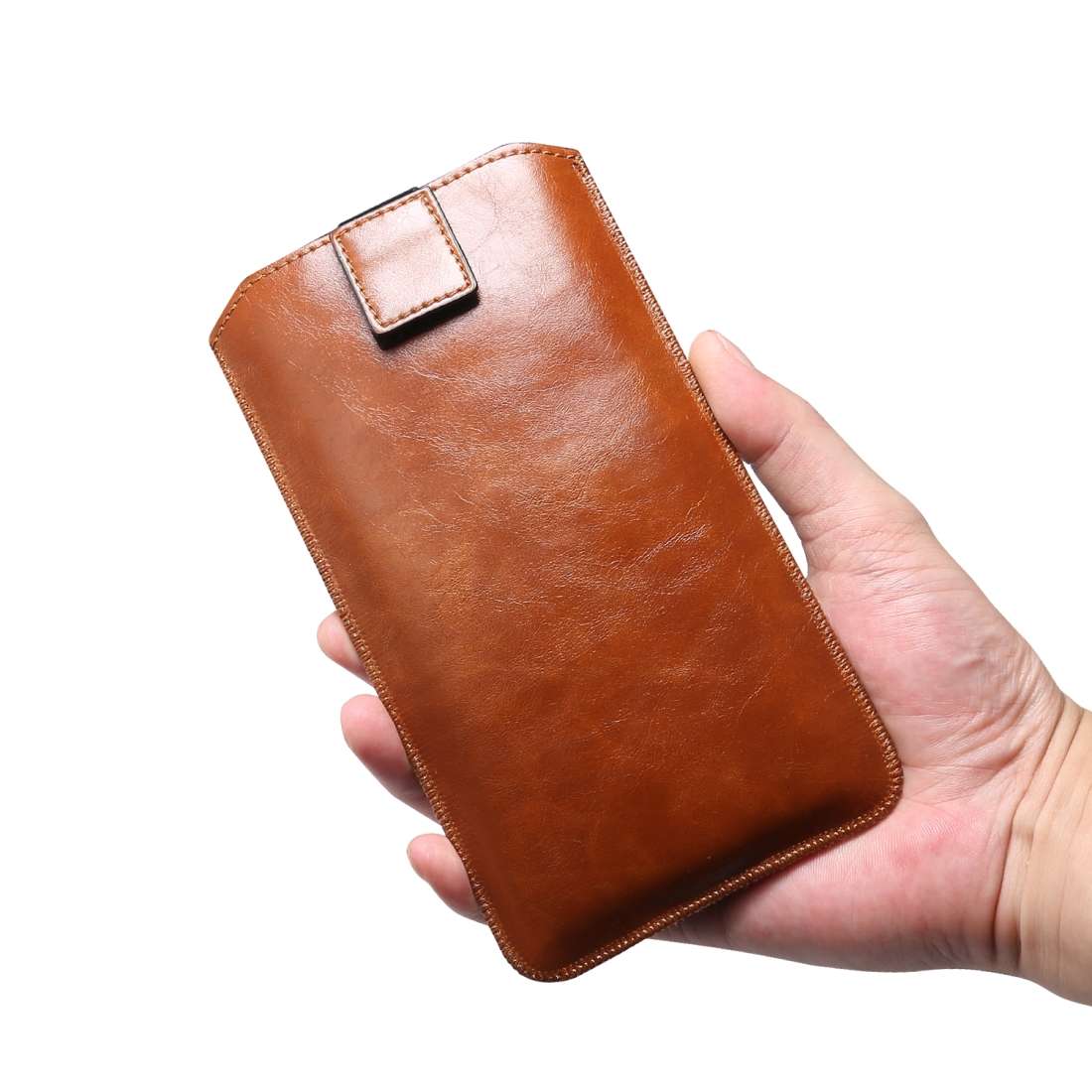 Ultra-thin Simple Drawstring Horizontal Plate Hanging Waist Phone Waist Pack Leather ... (Coffee)
