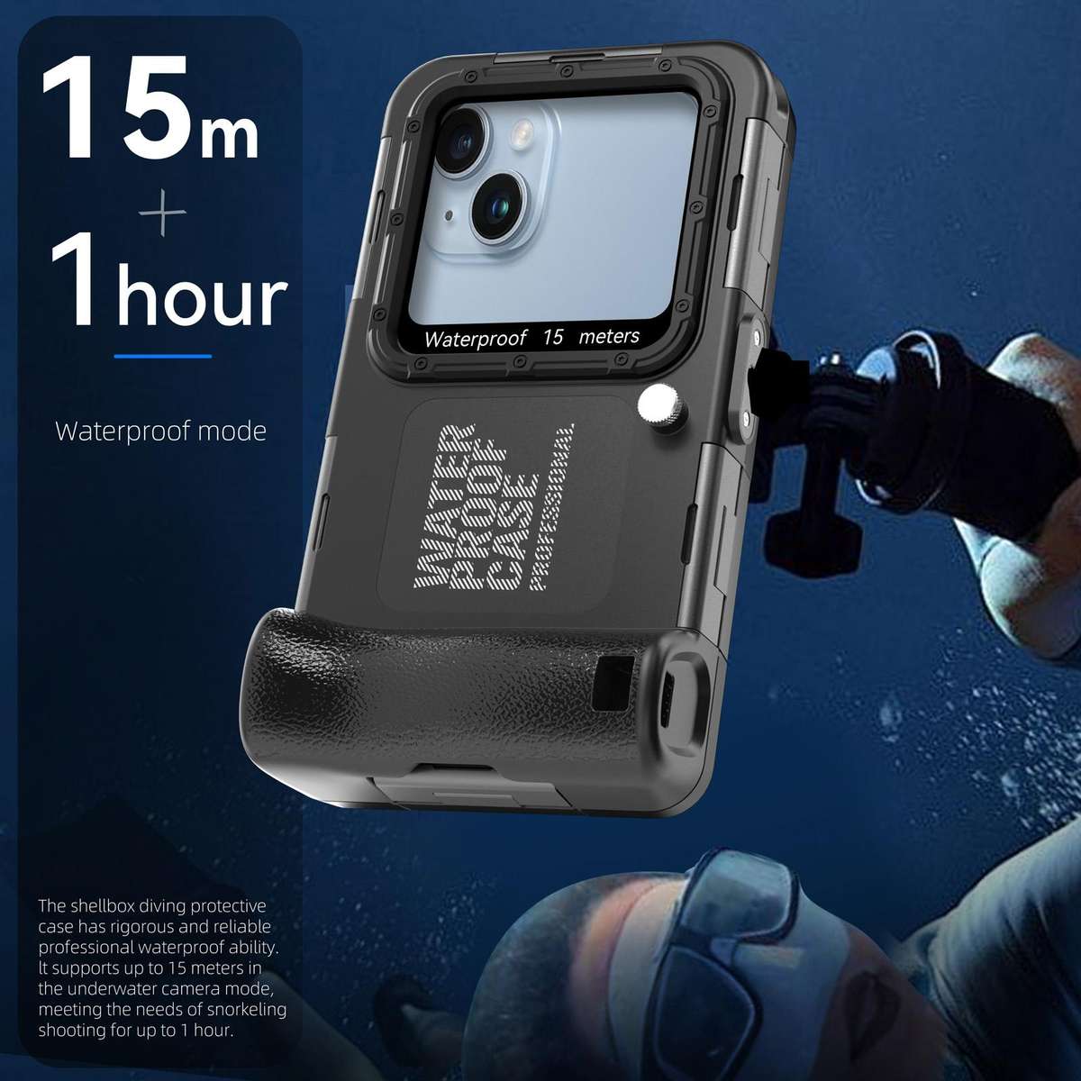 RedPepper 4th Generation Diving Protective Case for iPhone, Waterproof depth: 15m(Black)