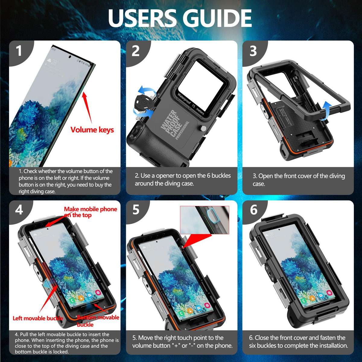 RedPepper 4th Generation Diving Protective Case, Waterproof depth: 15m(Black)