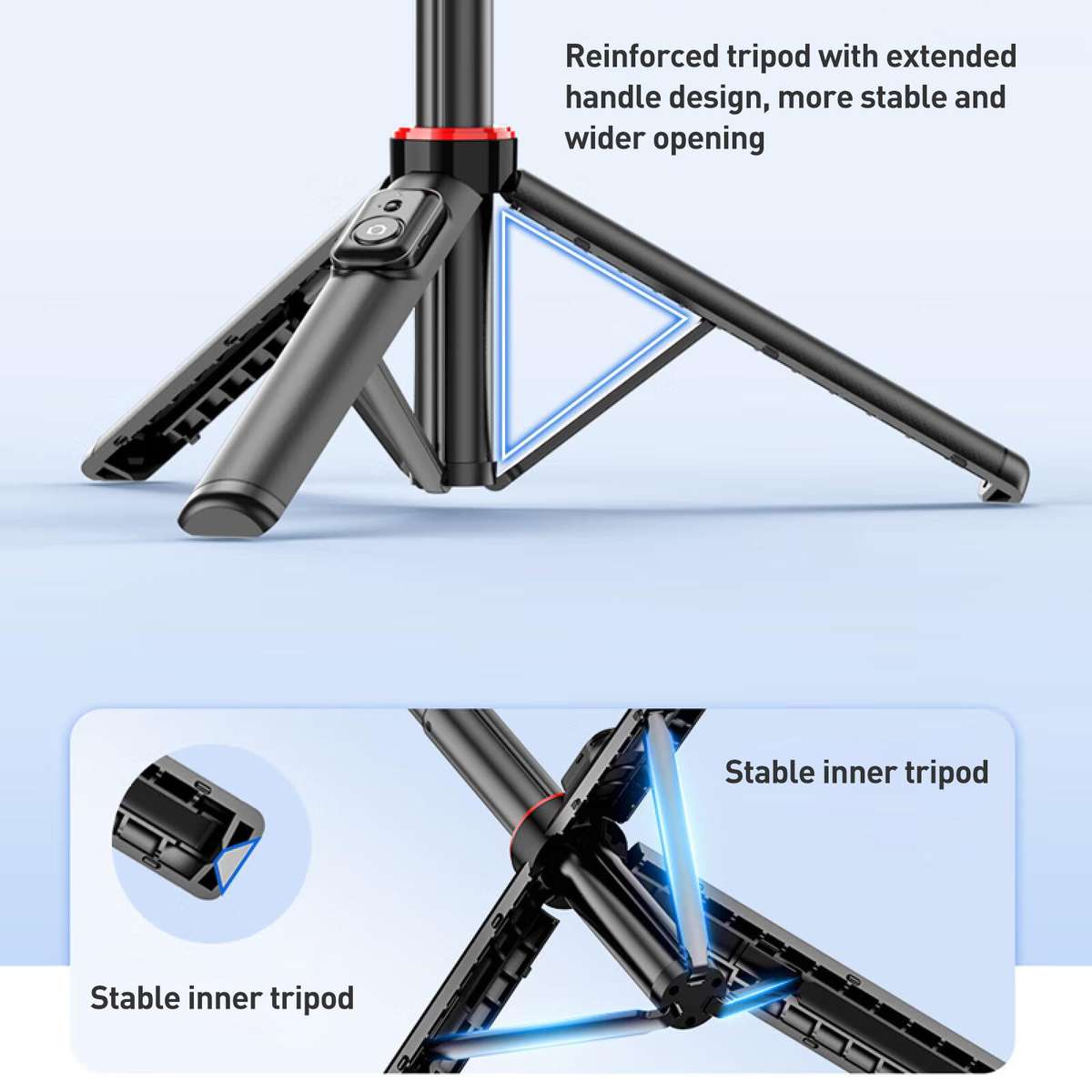 Lenovo Thinkplus H1V Premium Aluminum Alloy Bluetooth Selfie Stick, 1.3m(Black)