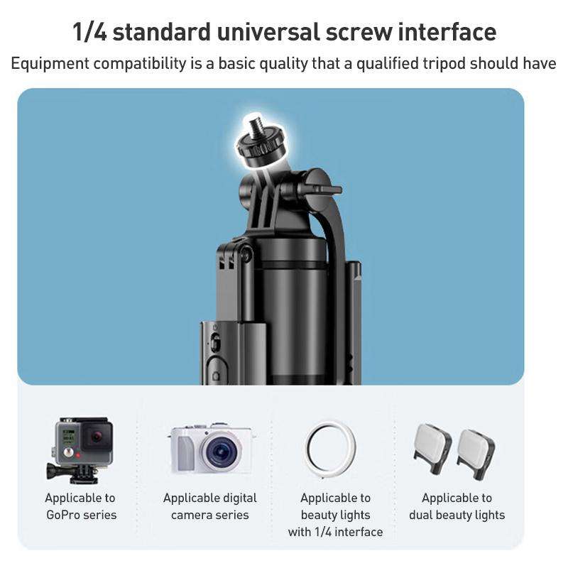 Lenovo Thinkplus H18B Flagship Stainless Steel Bluetooth Selfie Stick, 1.8m(Black)