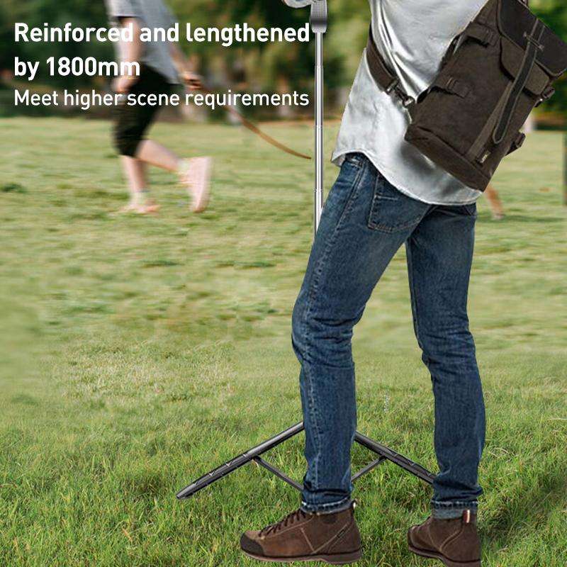 Lenovo Thinkplus H18B Flagship Stainless Steel Bluetooth Selfie Stick, 1.8m(Black)