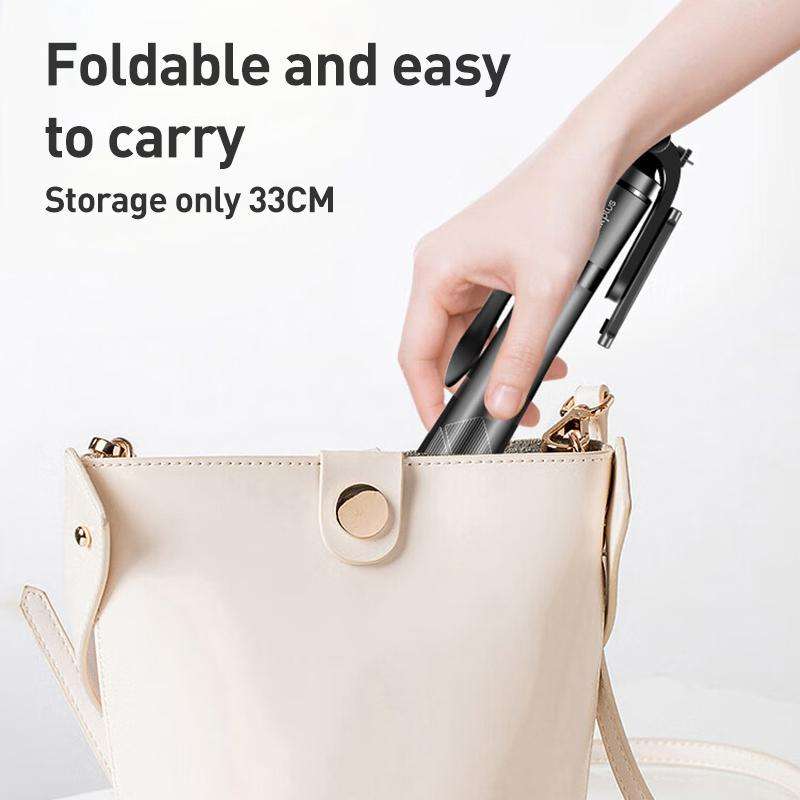 Lenovo Thinkplus H18B Flagship Stainless Steel Bluetooth Selfie Stick, 1.8m(Black)