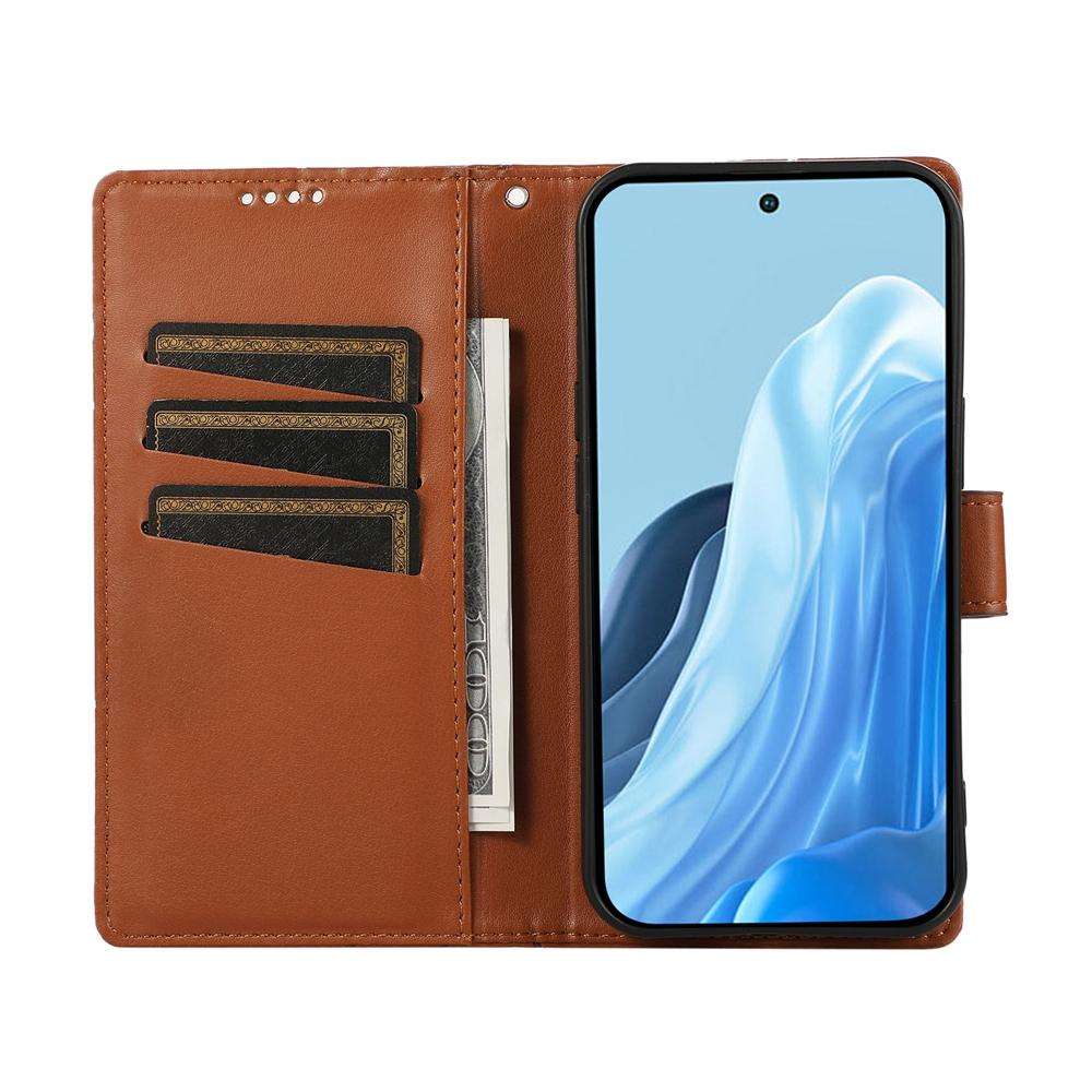 For Samsung Galaxy S26 Edge 5G PU Genuine Leather Texture Embossed Line Phone Case(Brown)