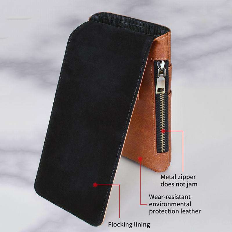 PULOKA 6.7 inch PU Zip Wallet Phone Waist Bag(Black)