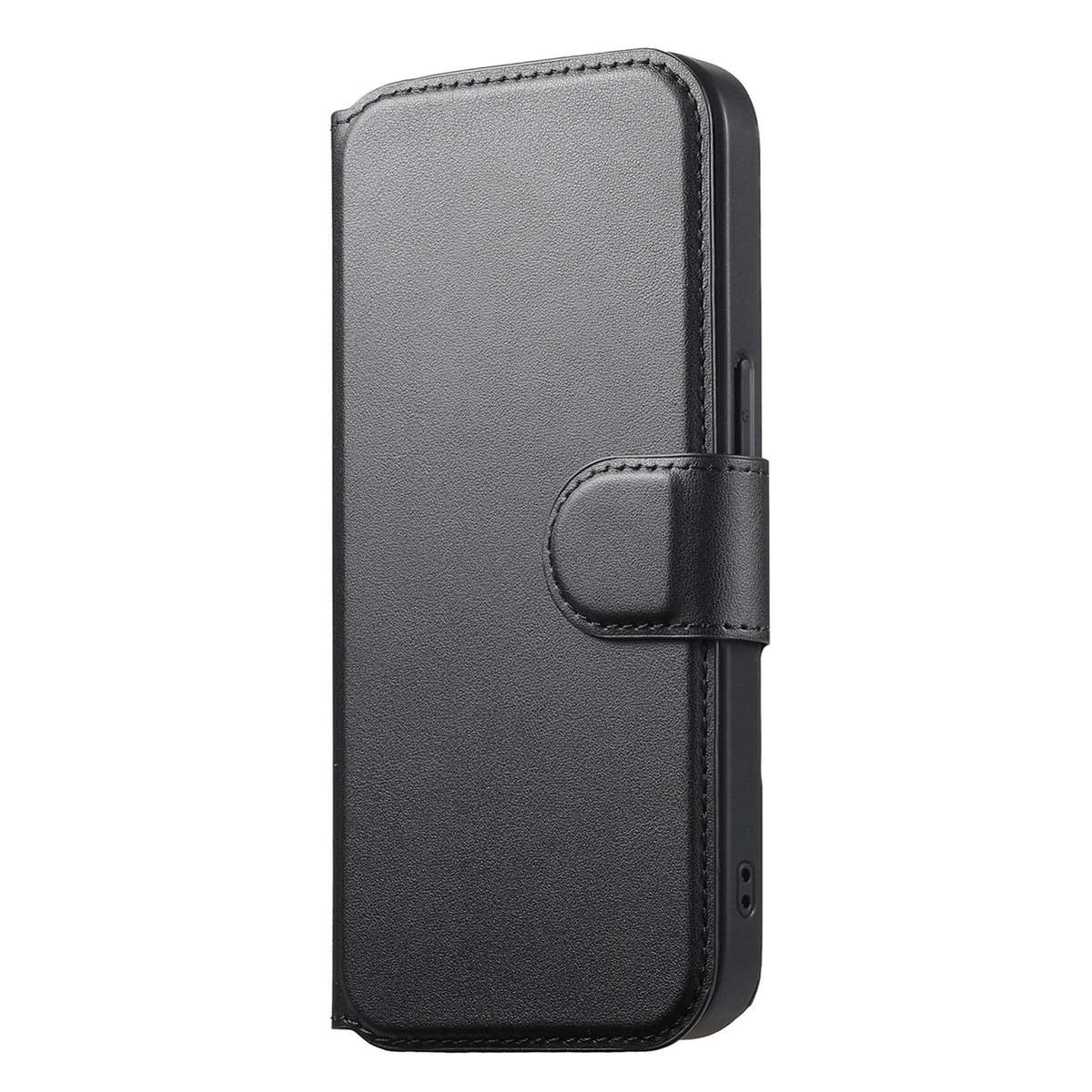 For iPhone 12 Pro Max CaseNeo Finger Grip Strap MagSafe Leather Phone Case(Black)