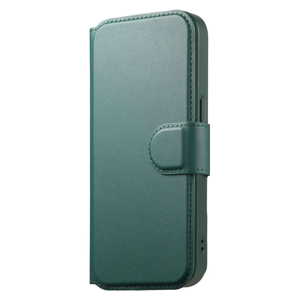 For iPhone 12 Pro Max CaseNeo Finger Grip Strap MagSafe Leather Phone Case(Green)