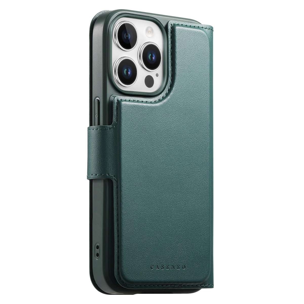 For iPhone 12 Pro Max CaseNeo Finger Grip Strap MagSafe Leather Phone Case(Green)