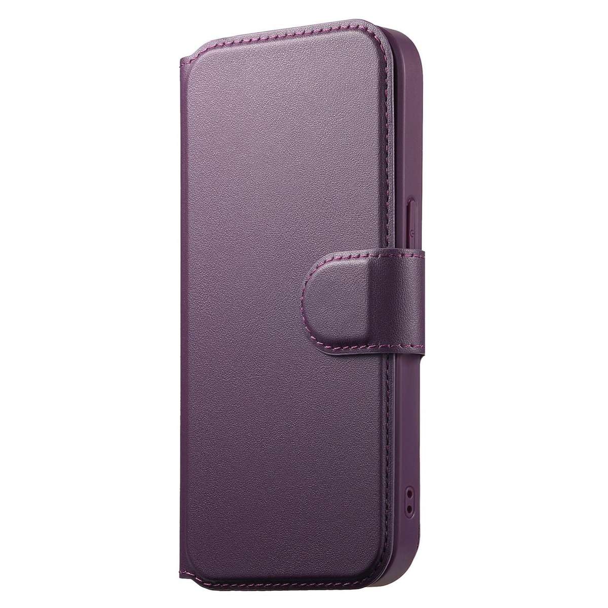For iPhone 12 Pro Max CaseNeo Finger Grip Strap MagSafe Leather Phone Case(Purple)