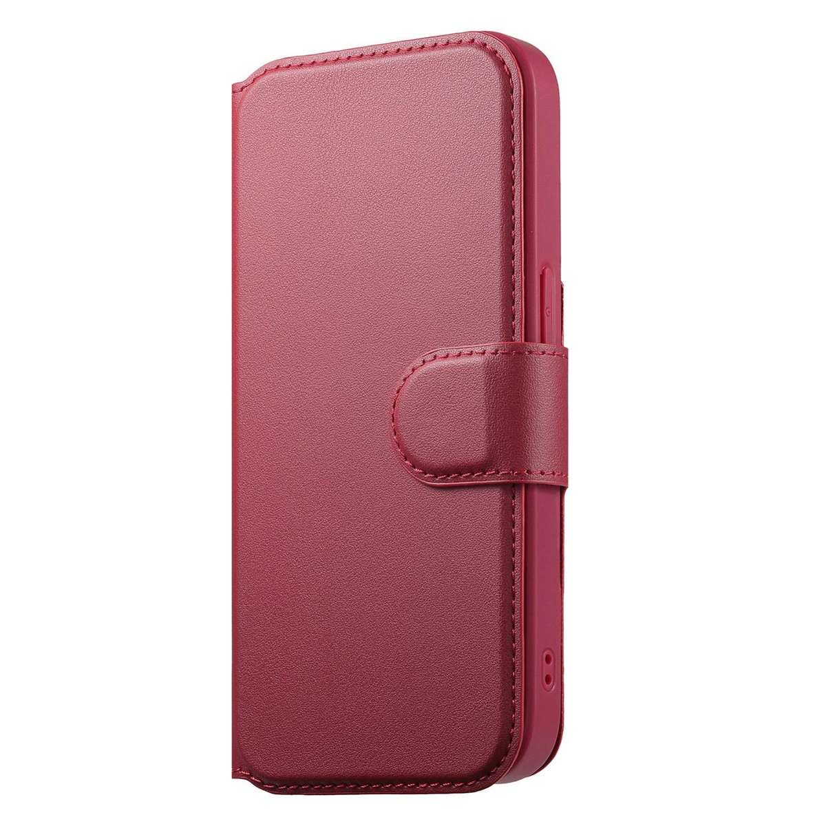 For iPhone 12 Pro Max CaseNeo Finger Grip Strap MagSafe Leather Phone Case(Red)