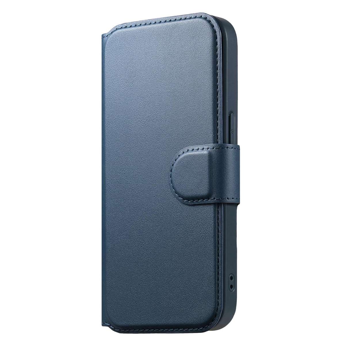 For iPhone 12 Pro Max CaseNeo Finger Grip Strap MagSafe Leather Phone Case(Blue)