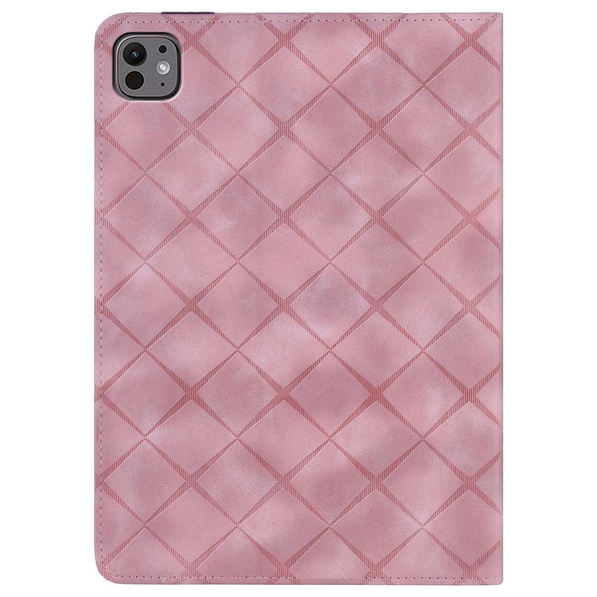 For iPad Air 11 2026 / 2025 / 2024 Rhombus Embossed Leather Smart Tablet Case(Pink)