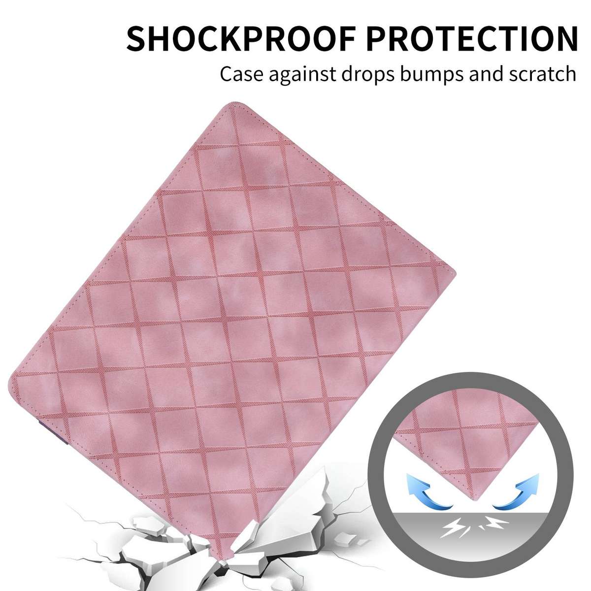 For iPad Air 11 2026 / 2025 / 2024 Rhombus Embossed Leather Smart Tablet Case(Pink)