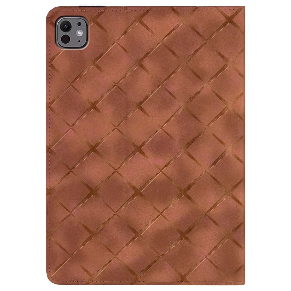 For iPad Air 11 2026 / 2025 / 2024 Rhombus Embossed Leather Smart Tablet Case(Brown)