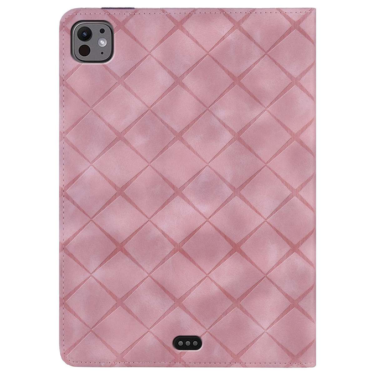 For iPad Air 13 2026 / 2025 / 2024 Rhombus Embossed Leather Smart Tablet Case(Pink)