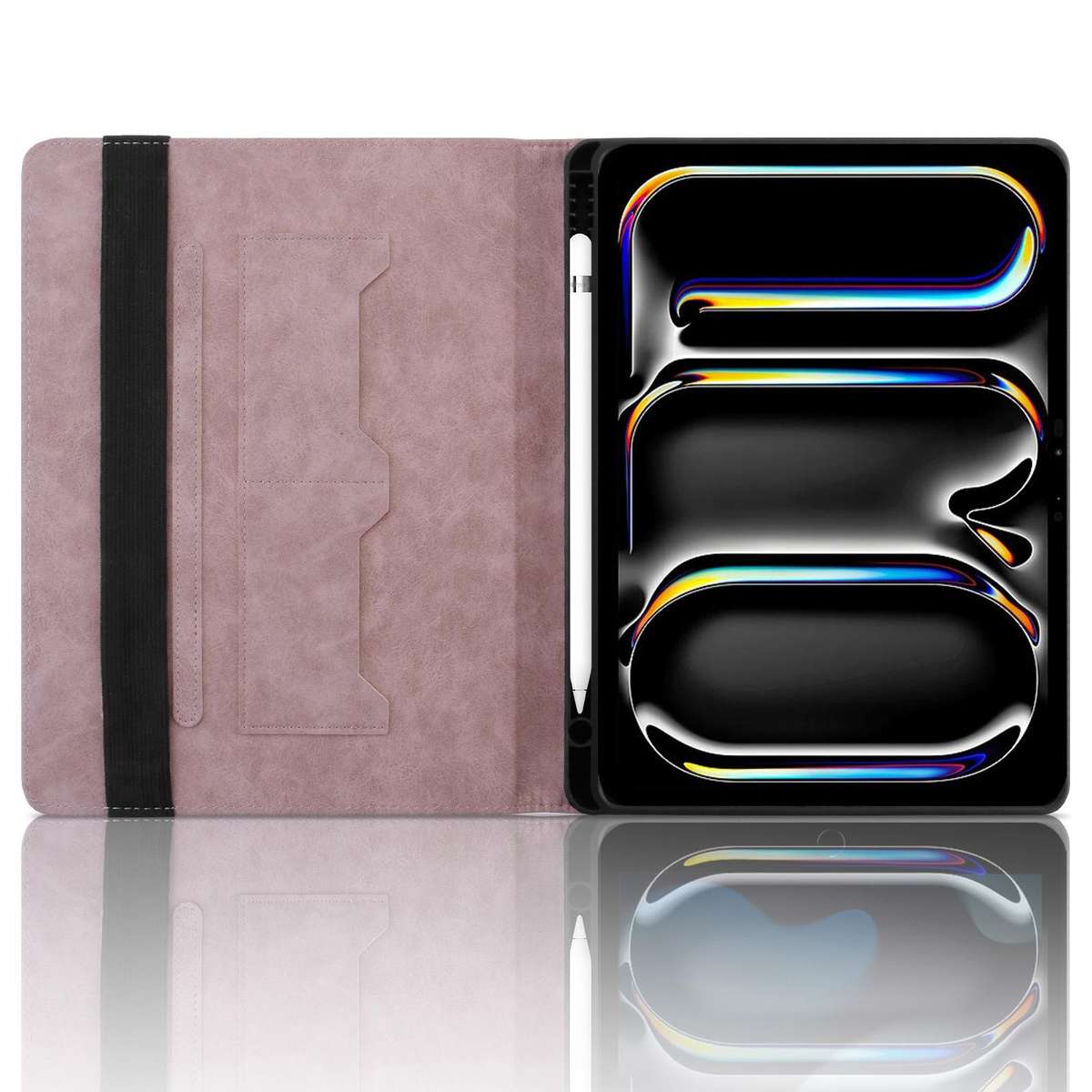 For iPad Air 13 2026 / 2025 / 2024 Rhombus Embossed Leather Smart Tablet Case(Pink)