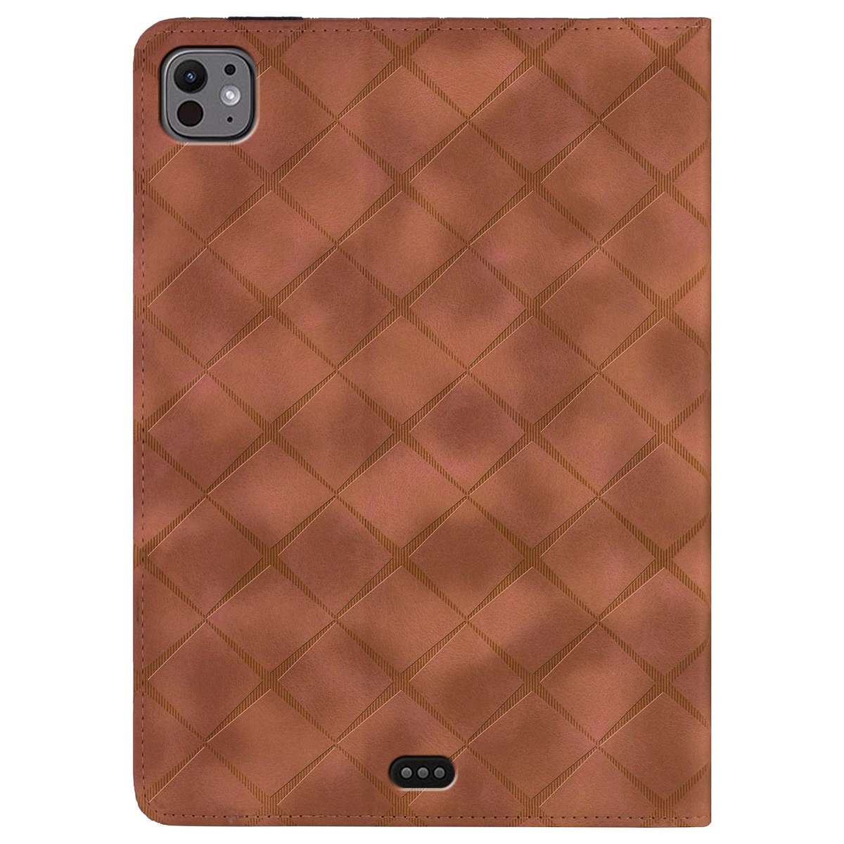 For iPad Air 13 2026 / 2025 / 2024 Rhombus Embossed Leather Smart Tablet Case(Brown)