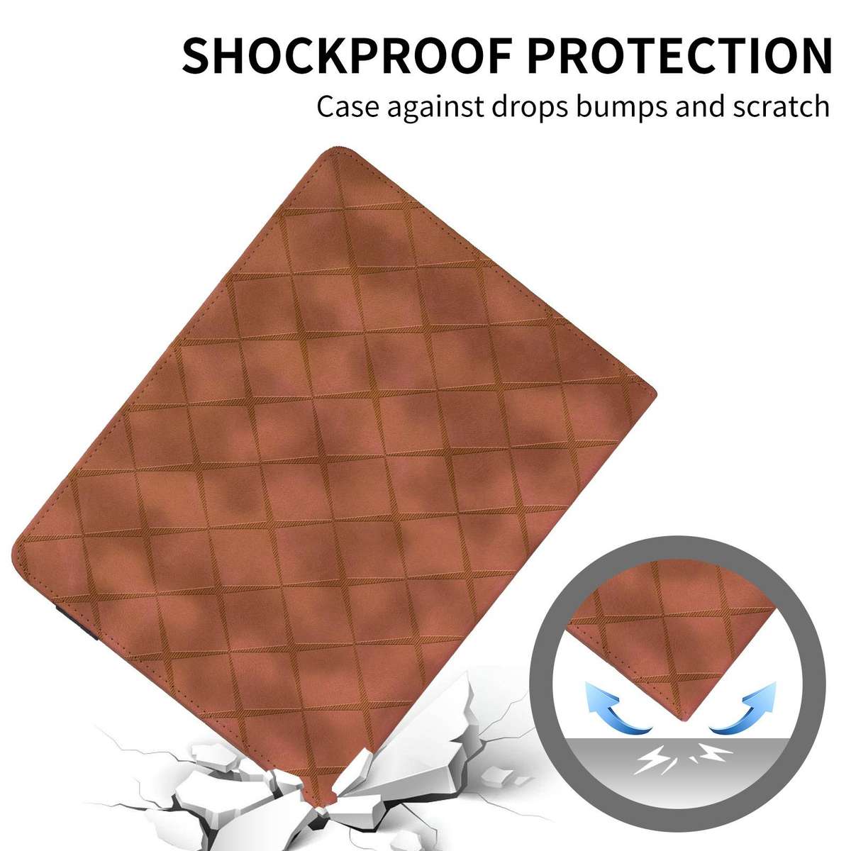 For iPad Air 13 2026 / 2025 / 2024 Rhombus Embossed Leather Smart Tablet Case(Brown)