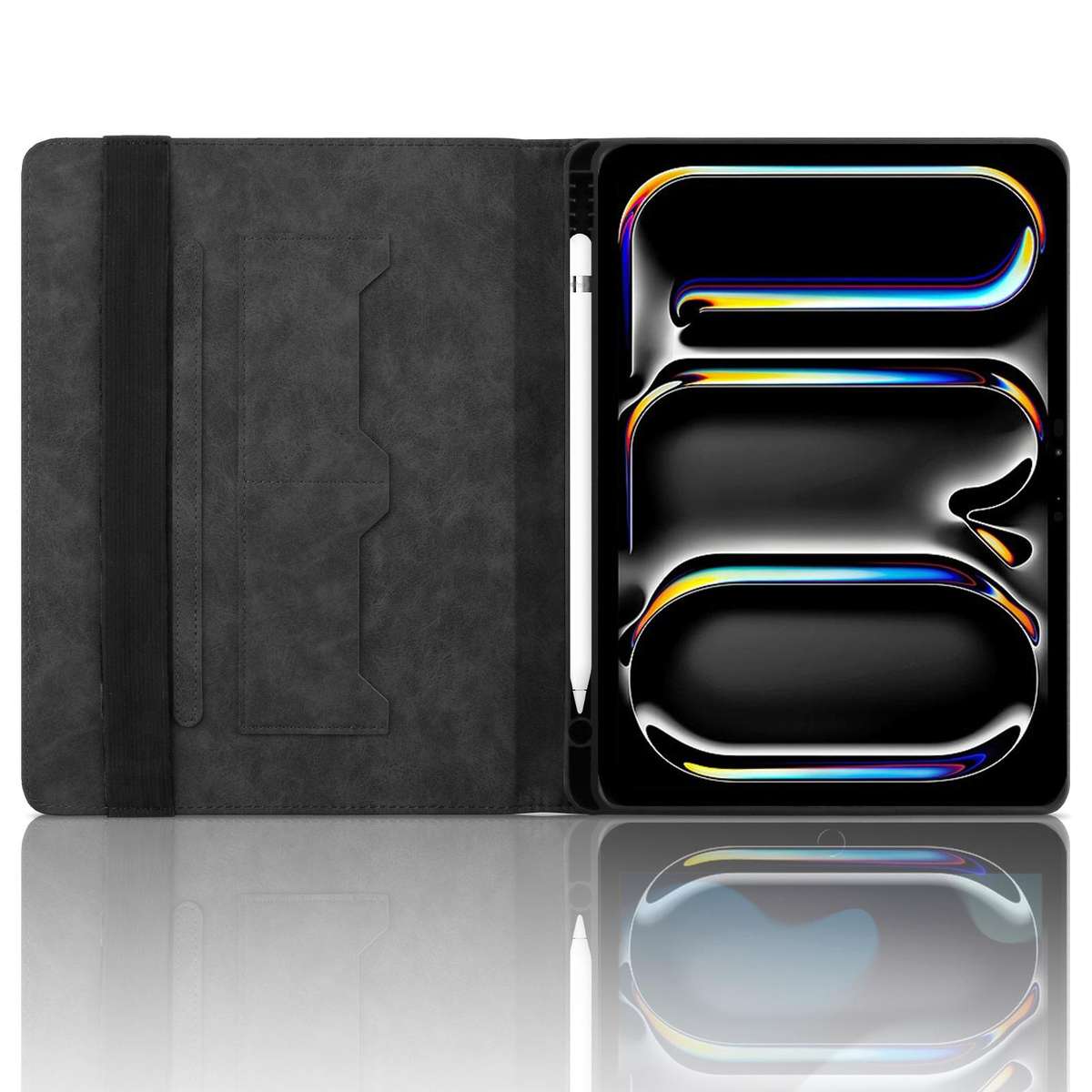 For iPad Air 13 2026 / 2025 / 2024 Rhombus Embossed Leather Smart Tablet Case(Black)