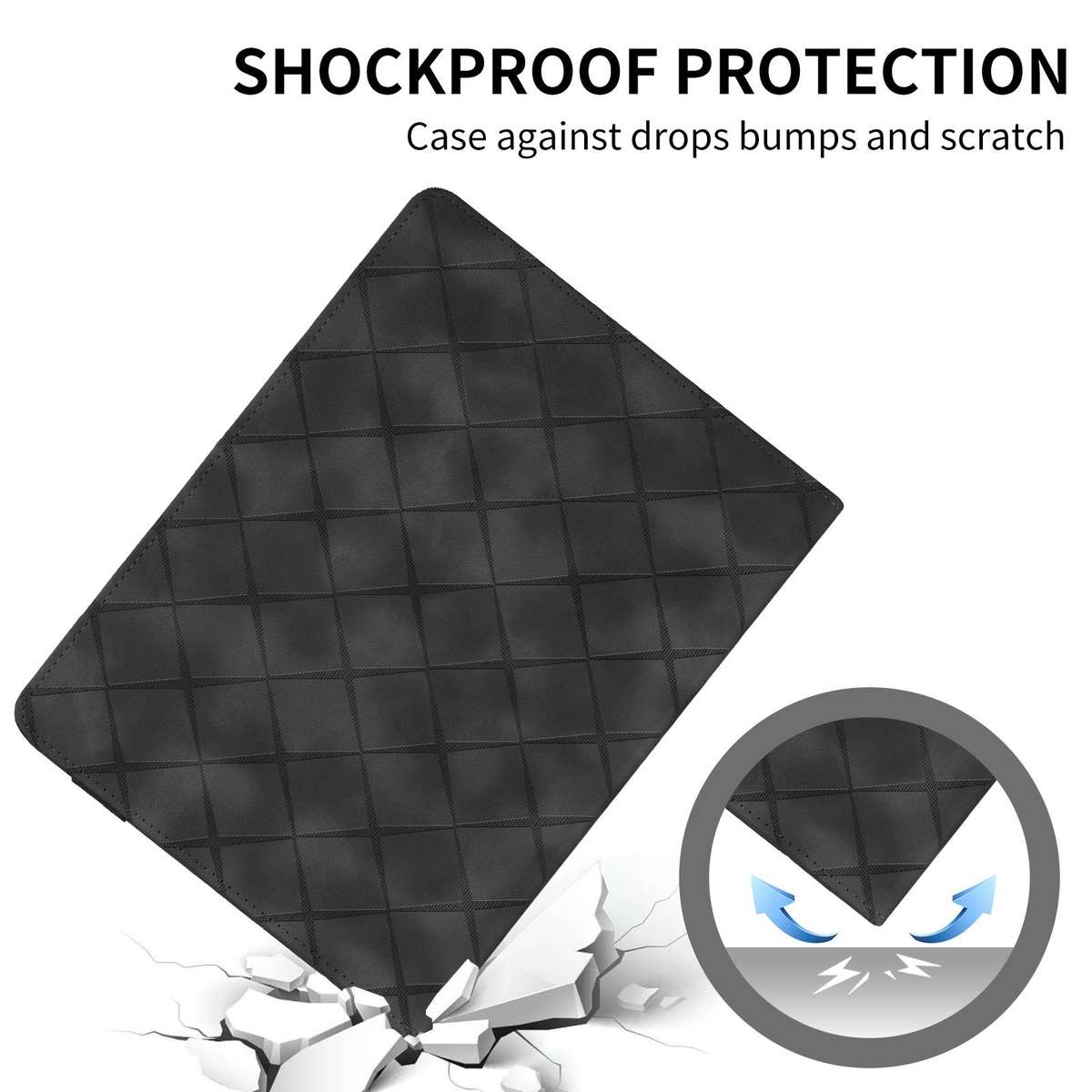 For iPad Air 13 2026 / 2025 / 2024 Rhombus Embossed Leather Smart Tablet Case(Black)